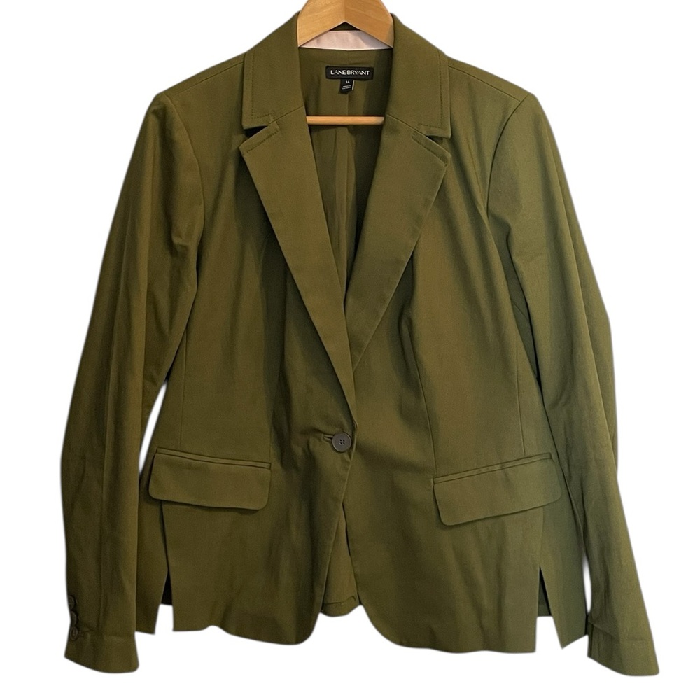 Lane Bryant Olive Green Single-Button Blazer
